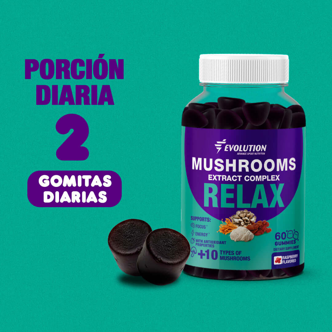 Gomitas de Mushroom, frambuesa, suplemento diario con extracto de hongos, 60 gomitas para relajación.