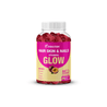 Evolution GLOW Hair Skin & Nails Vitamins gummy supplement with passion fruit flavor in a clear bottle.