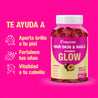 Evolution GLOW Hair Skin & Nails Vitamins, fruit-flavored gummie supplement for hair, skin, and nail health.